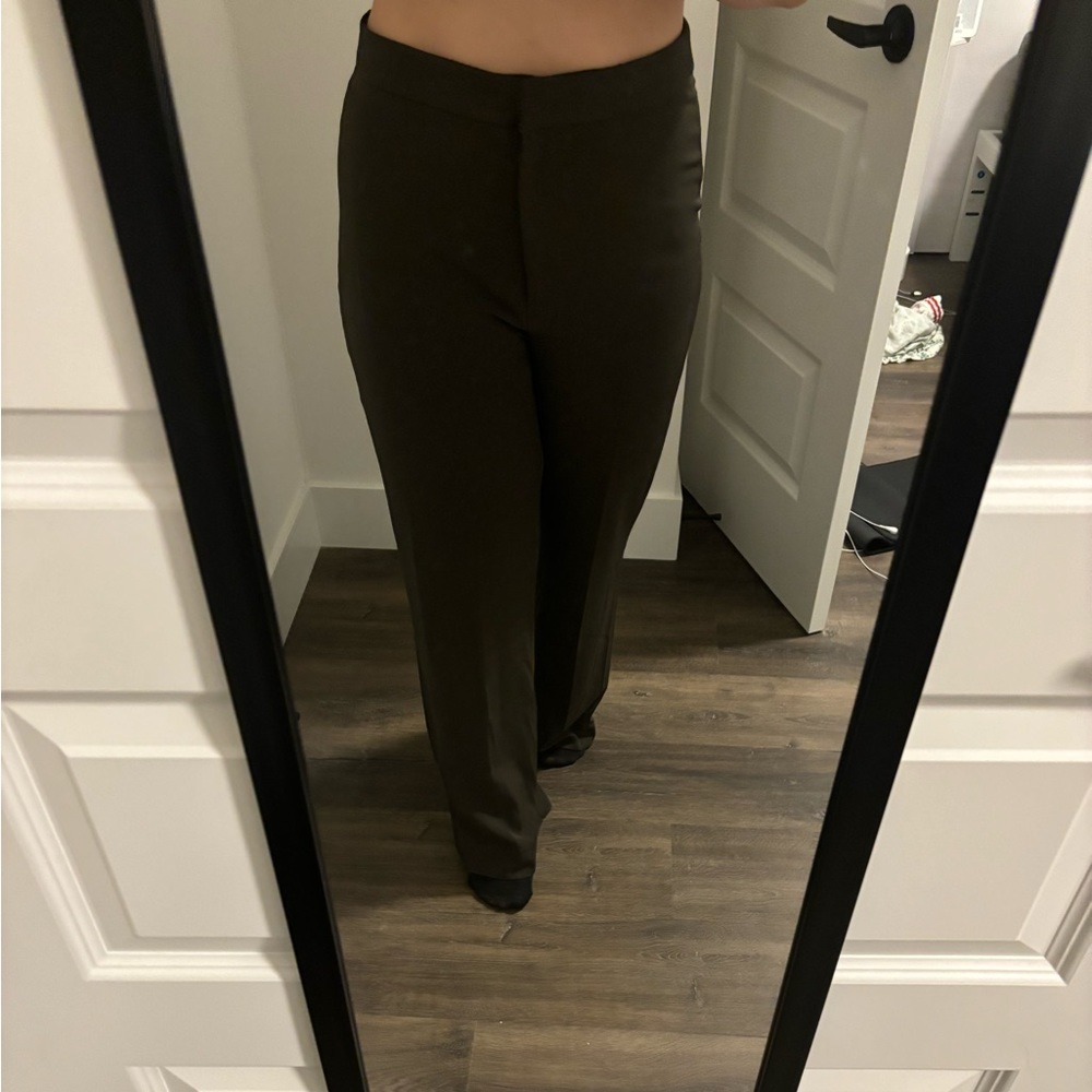 Dark khaki green dress pants